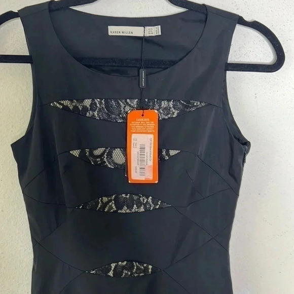Karen Millen NWT size 4 black lace skater lined dress - Picture 3 of 6